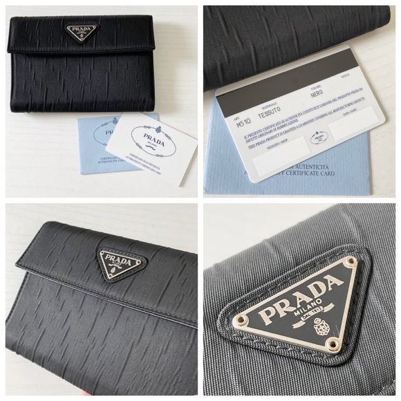 Prada black Tessuto nylon triangle logo trifold wallet - Picture 2 of 11